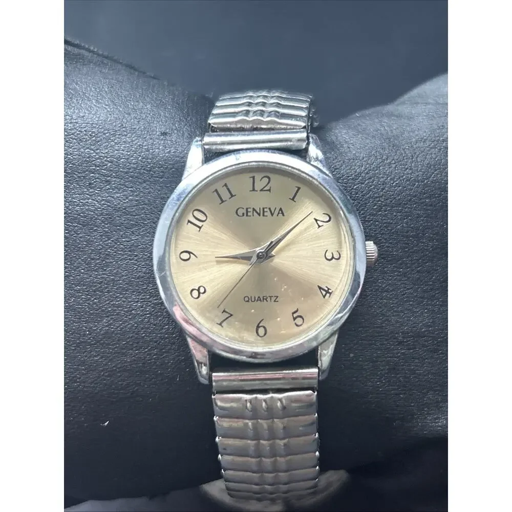 Geneva Gold Tone Dial Silver Case Women’s Quartz Watch